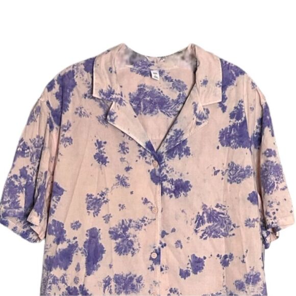 🌺 BP Nordstrom Tie Dye Pink & Purple Oversized Soft Button Down Shirt Size L NWT - Picture 3 of 11